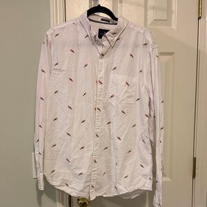 American Eagle Outfitters White Shirt with Red Bird Print